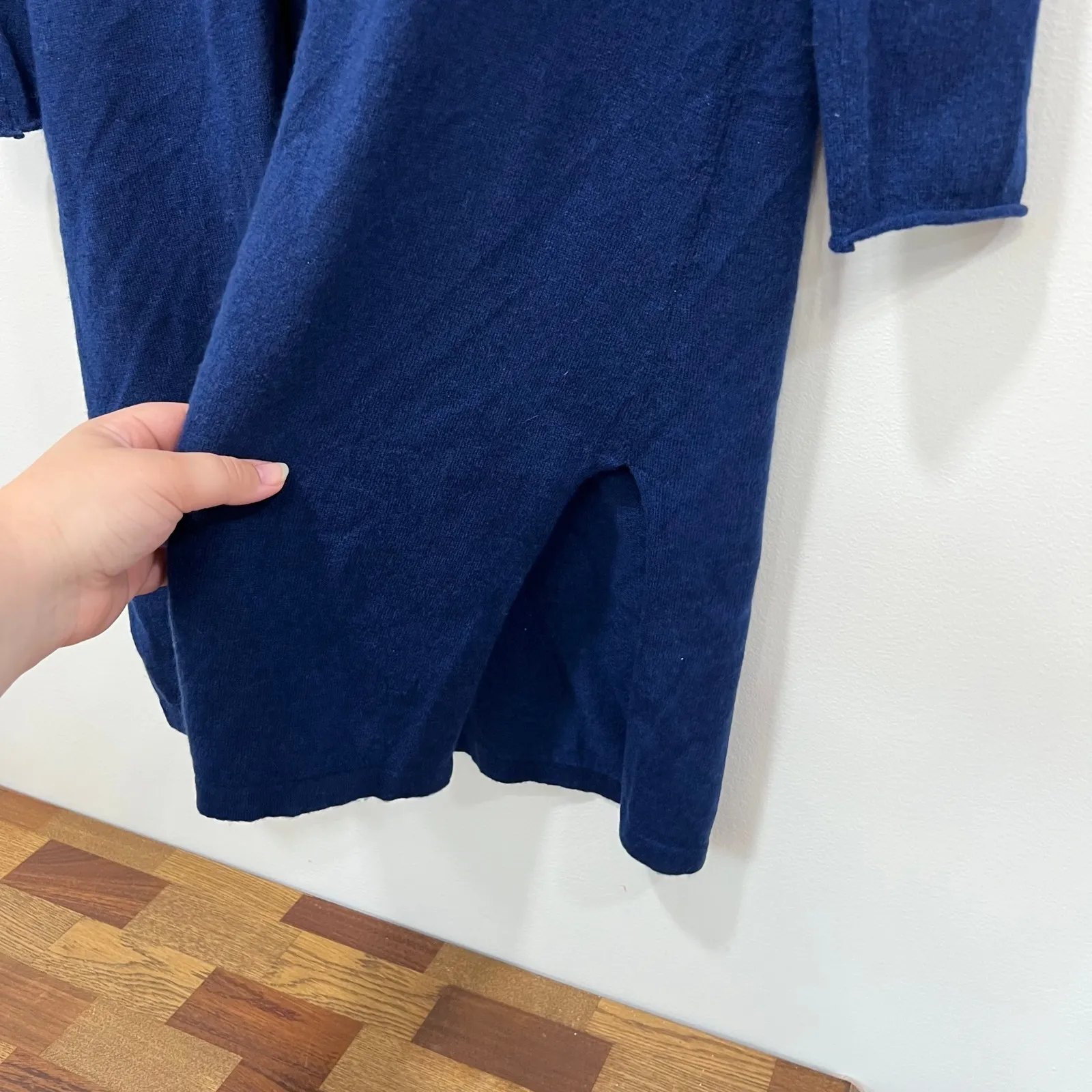 J McLaughlin Womens Sweater Small Blue Long Line Dara Cashmere Open Knit‎ $328 - Image 2