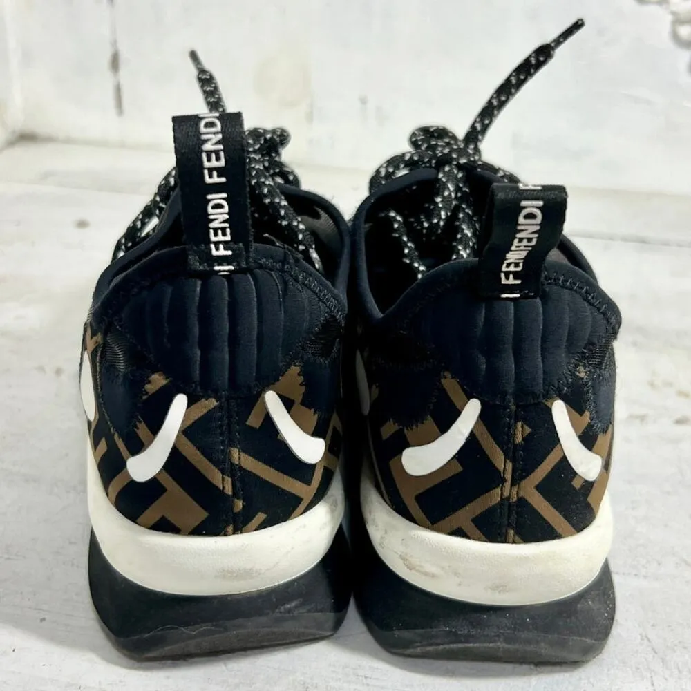 Fendi FF Freedom Patchwork Low Top Technical Mesh Sneakers Black Tobacco 39 / 9 - Image 10