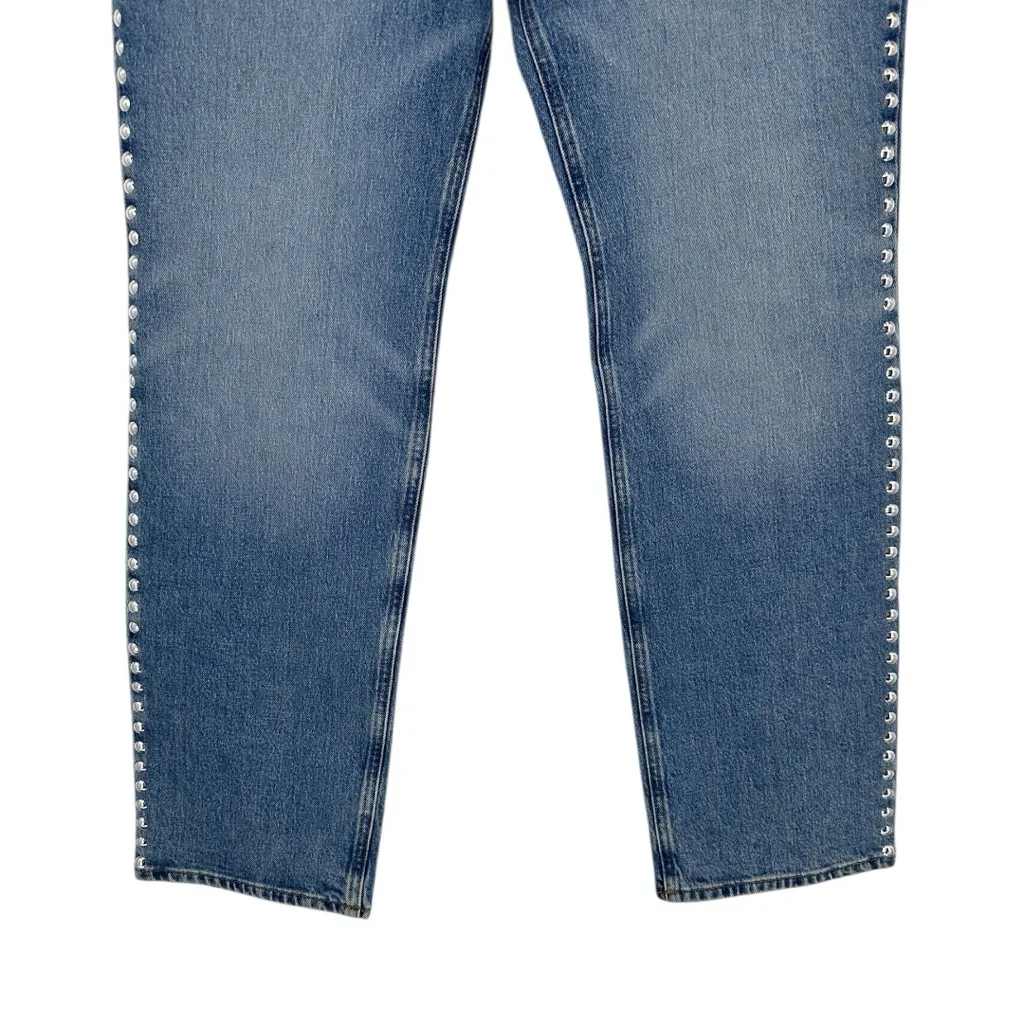 Good American Good Icon Studded Straight Jeans in Indigo895 NWT size 12/31 - Image 8