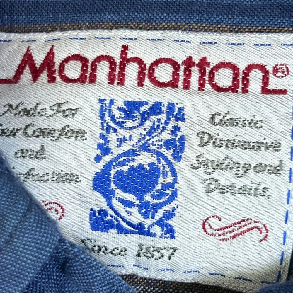 Manhattan Large Button Down Stripe Shirt w/Single Button Cuff w/Pocket - Image 9