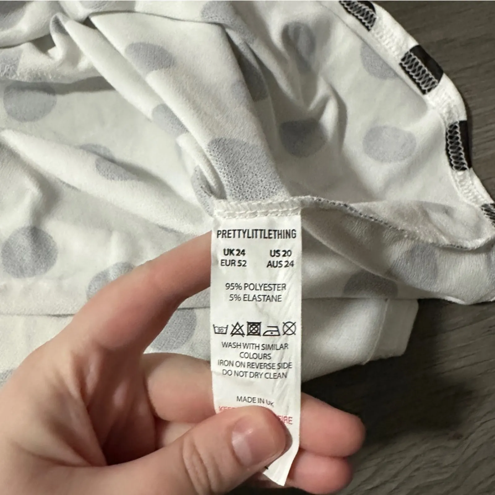 PrettyLittleThing‎ White & Black Polka Dot Faux Wrap 3/4 Sleeve Blouse Size 20 - Image 6