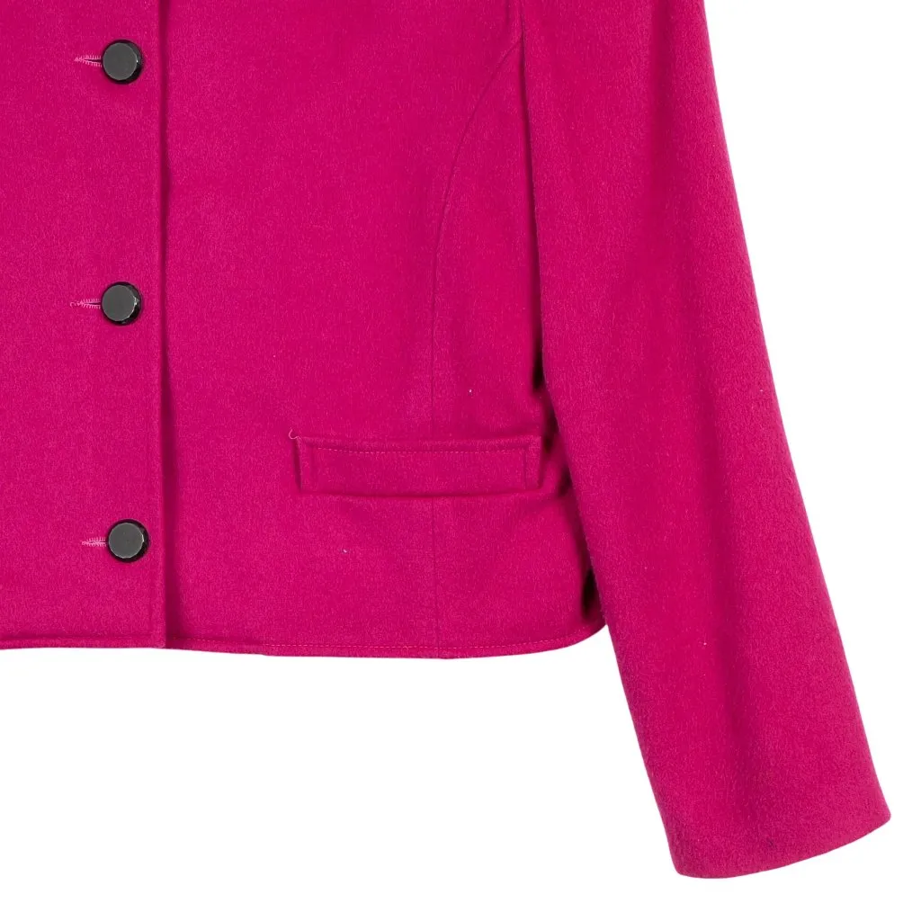 Rafaella VTG Wool Jacket 4 Women Pink Magenta Elephant Brooch Italy Short Button - Image 3