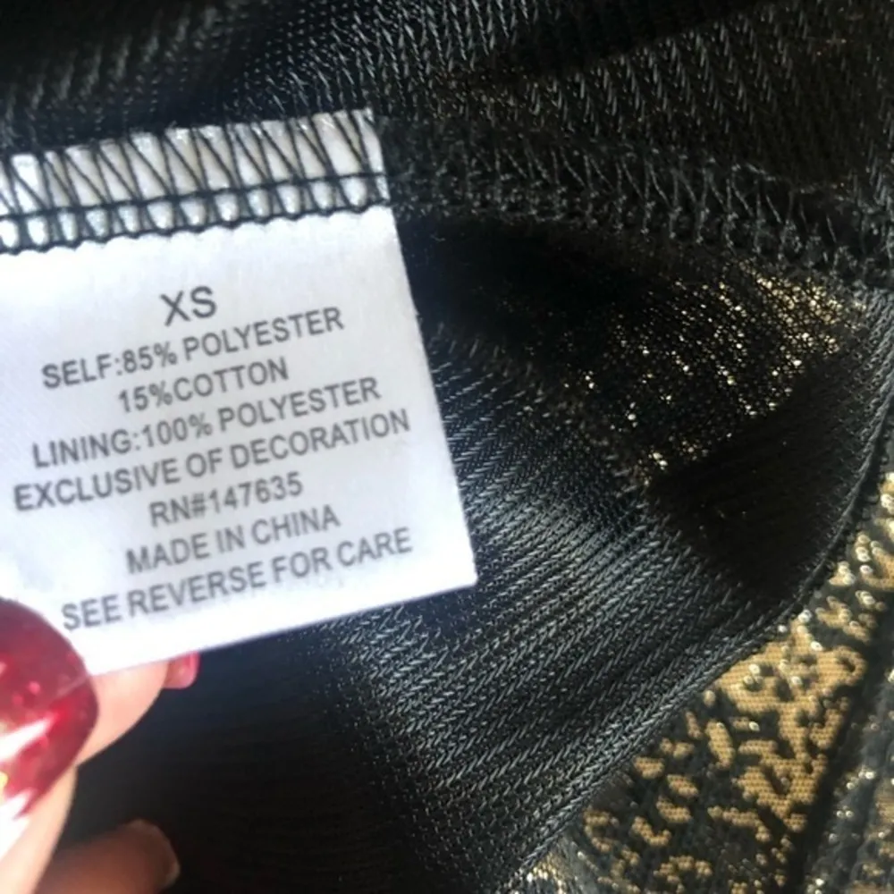 ROMEO & JULIET COUTURE ROMANTIC GOTH GOLD BLACK METALLIC LINED DRESS XS - Image 7