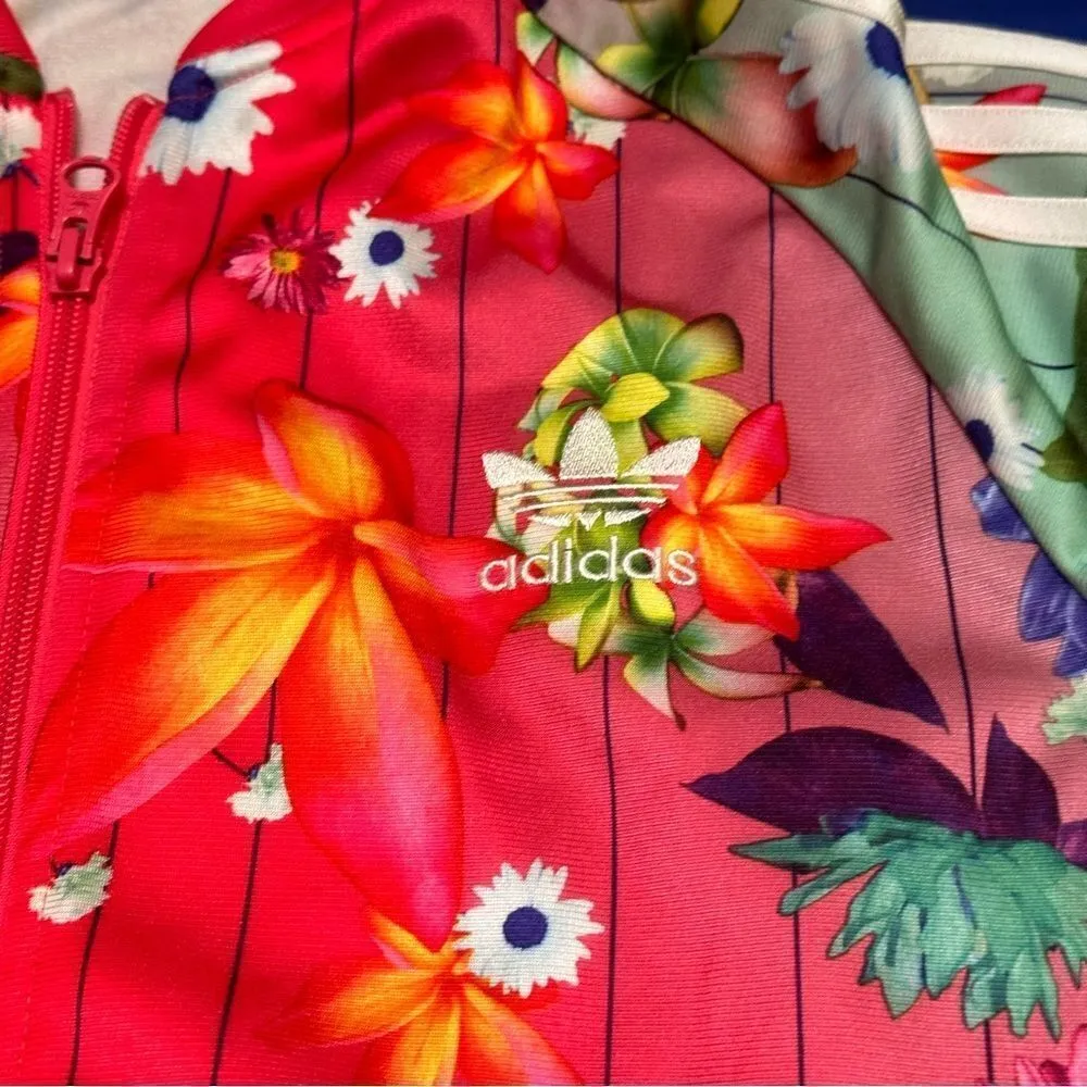 adidas floral Athletic Jacket Full zip L - Image 9