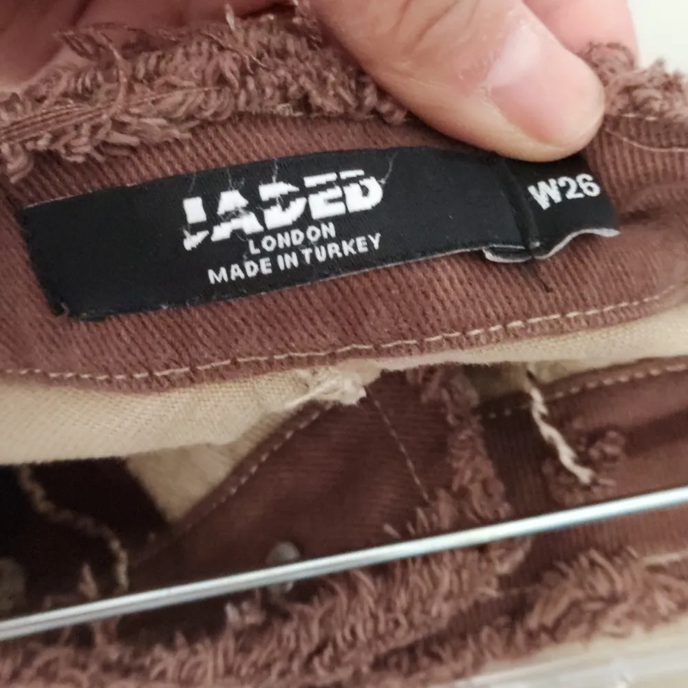 Jaded London Jeans Brown Patchwork Boho Fringe Boyfriend High Rise Sz 26W - Image 7