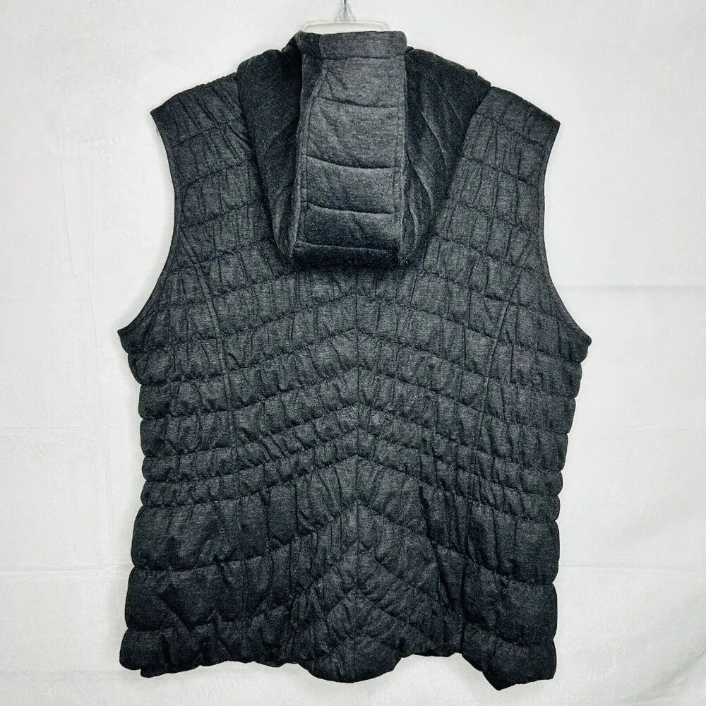 Bagatelle Collection Quilted Hoodie Vest Womens Plus 3X Dark Gray Full-Zip - Image 4