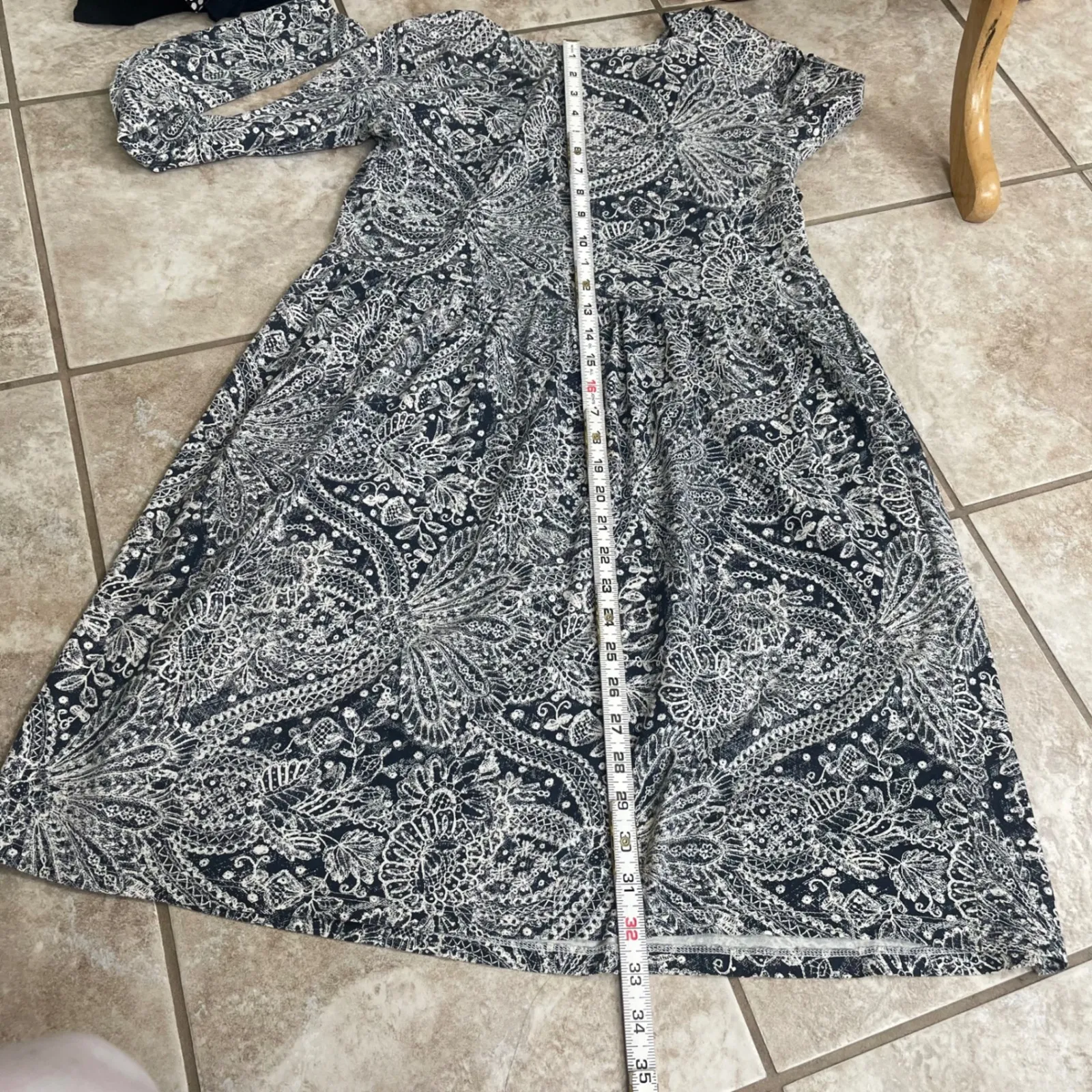 Peruvian Connection Paisley Print Long Sleeve gathered Dress Women Sz  Small - Image 3