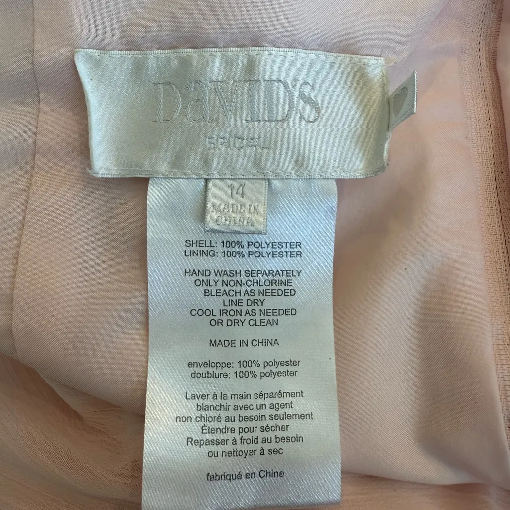 David's Bridal One-Shoulder Pink Dress - Image 3