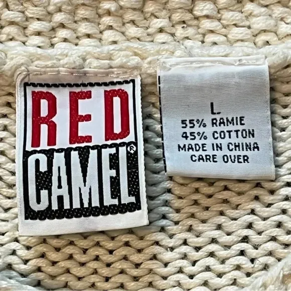 Vintage Red Camel Alpine Chunky Sweater Alpaca Snowflakes Cardigan Size‎ Large - Image 9