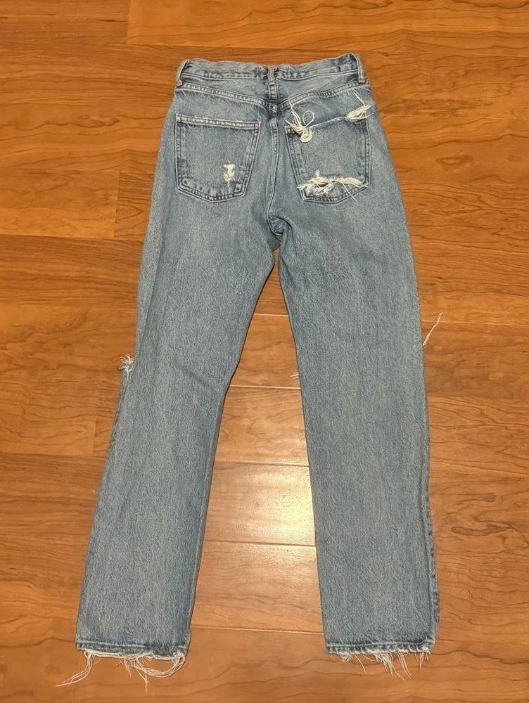 AGOLDE 90s Jean Distressed Loose Fit Denim Straight Leg Light Wash size 23 - Image 3