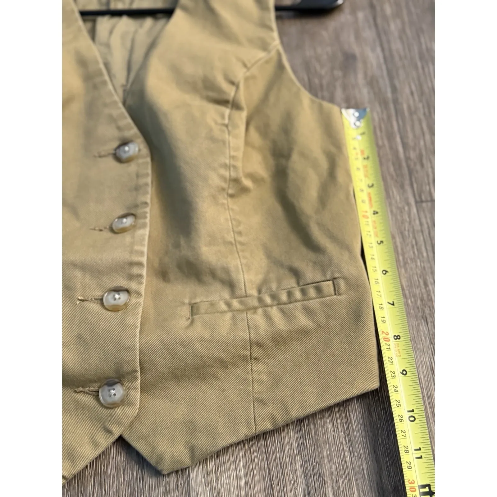 MADEWELL Button-Front Vest (Re)generative Chino Womens Sz 0 Dark‎ Khaki Twill - Image 6