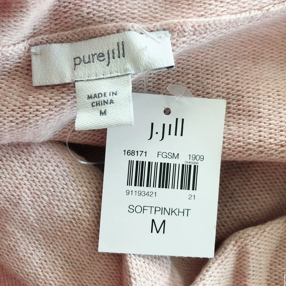 J.Jill Pure Jill Cowl Neck Sweater Cotton & Wool Blend Soft Pink Size M NWT $109 - Image 8