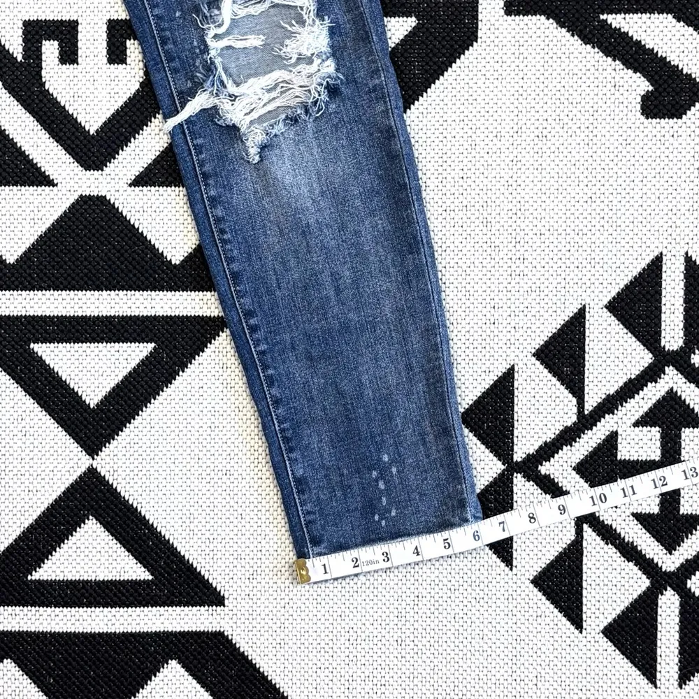 Judy Blue Bleach Splatter Distressed Boyfriend Jeans Size 24 - Image 8