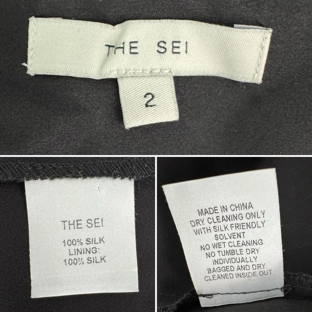 The Sei 100% silk one shoulder high slit evening formal dress black size 2 - Image 7