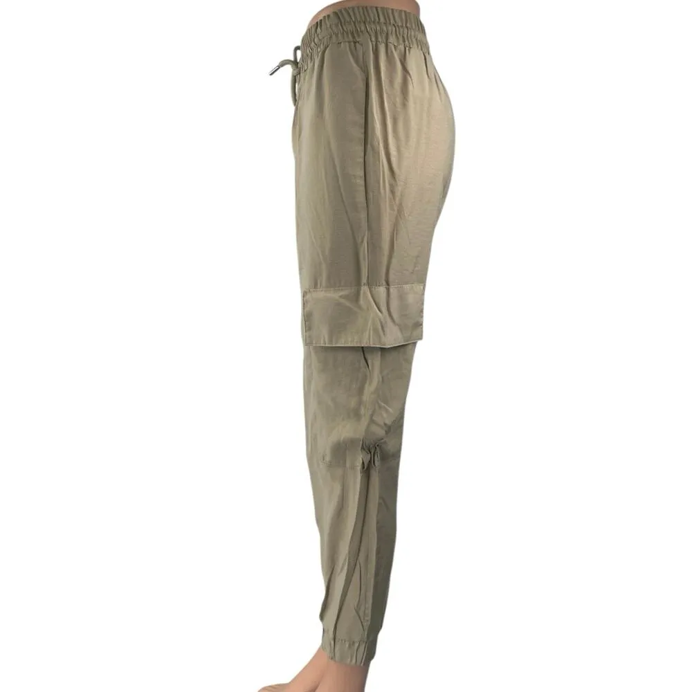 Zara Women's Beige High Waist Drawstring Pockets Cargo Trousers Jogger Pants XS - Image 2