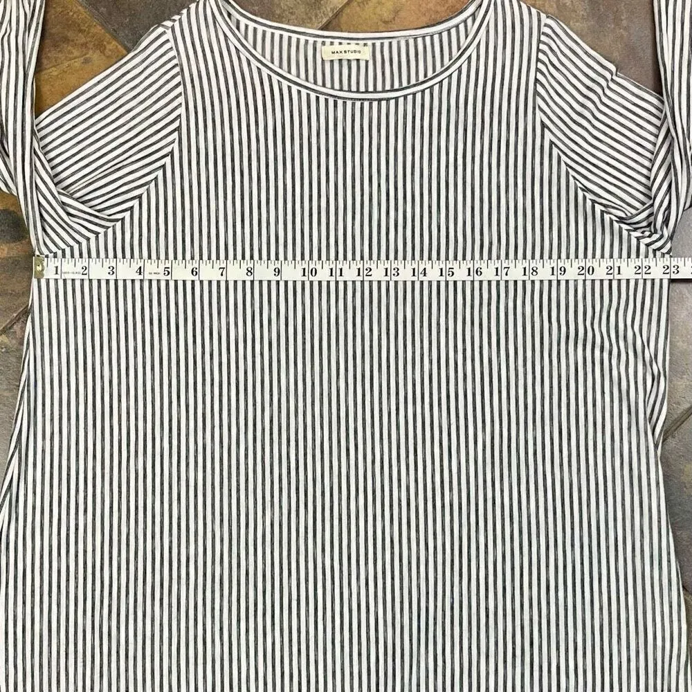 Max Studios Stripe Tie Cuff Blouse 1X - Image 5