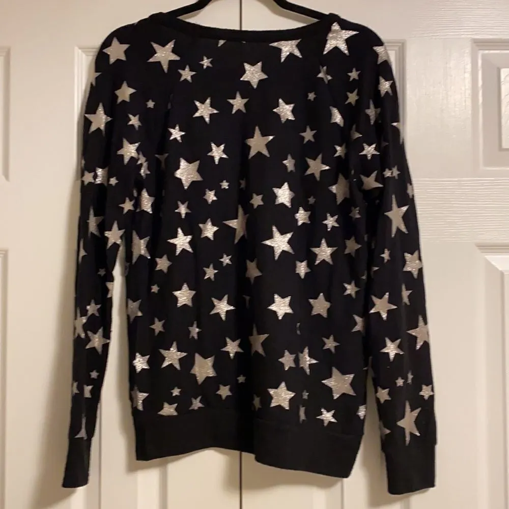 Chaser Black With Silver Glitter Stars Sweatshirt - Image 6