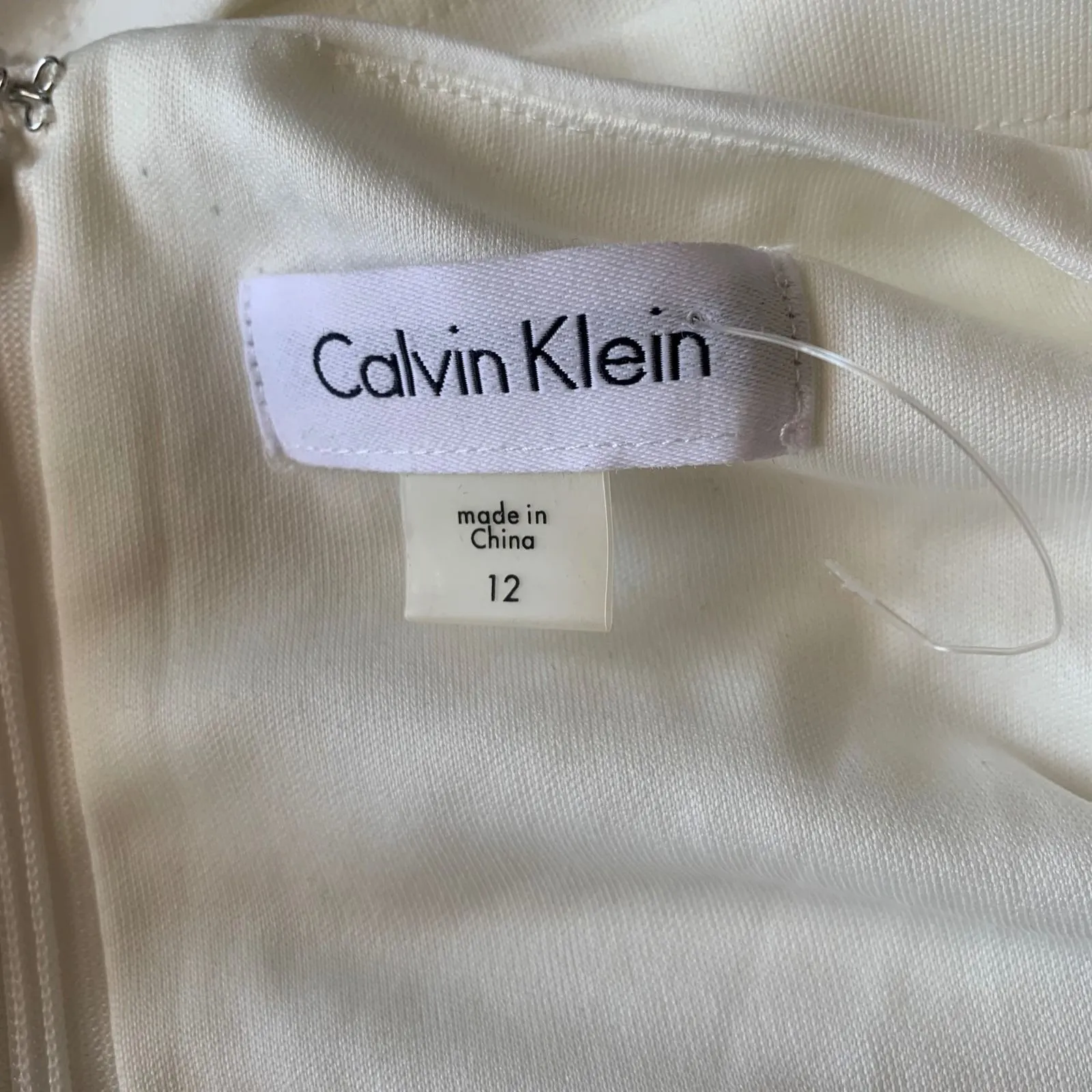Calvin Klein white long sleeves jersey dress size 12 bridal shower‎ rehearsal - Image 4