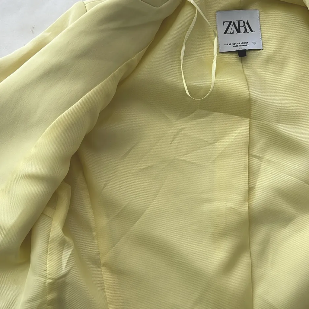 ZARA Cropped Pastel Yellow Blazer Bloggers Favorite XS - Image 9