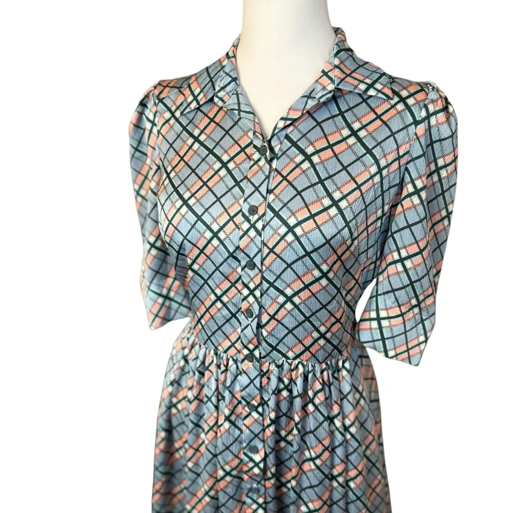 Gal Meets Glam Colette Plaid Button Down Maxi Dress Size 00 Designer Modest - Image 9