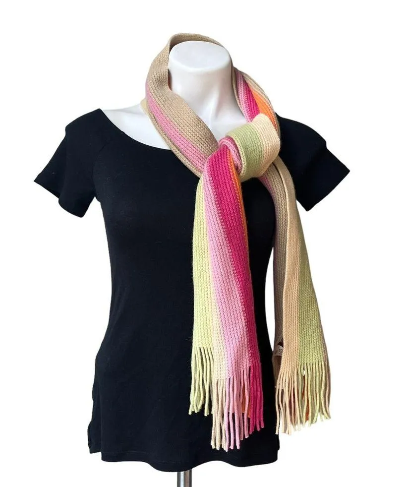 NWT, Talbots Wool Blend Ribbed Knit Multicolor Fringe Scarf - Image 4