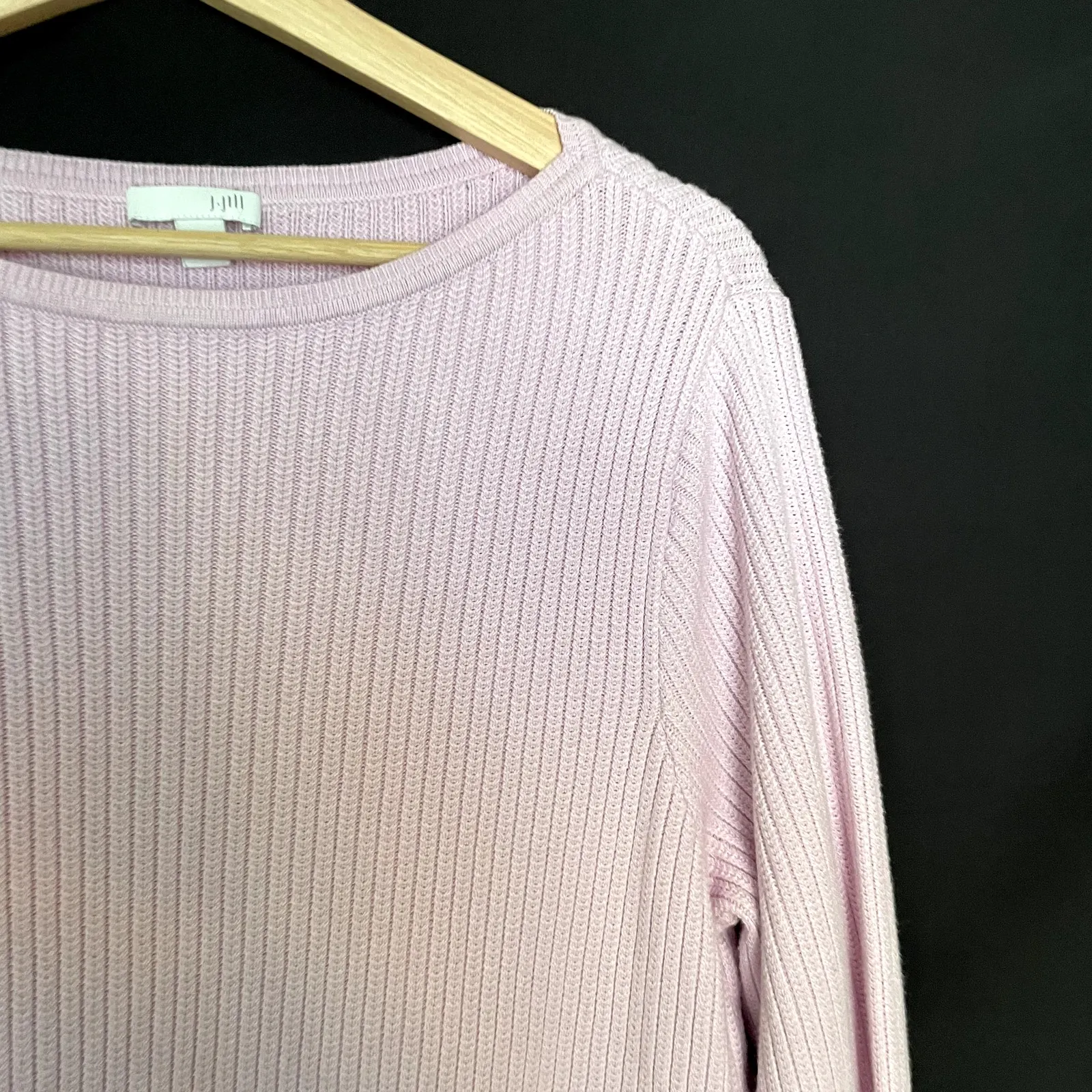 J.Jill powder pink boat neck knit sweater women's size XL ribbed top pullover - Image 2