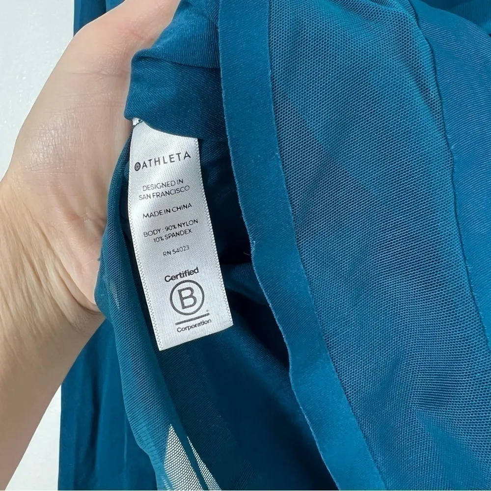 Athleta Cadence Long Sleeve Workout‎ Top Teal Sz XXS - Image 6