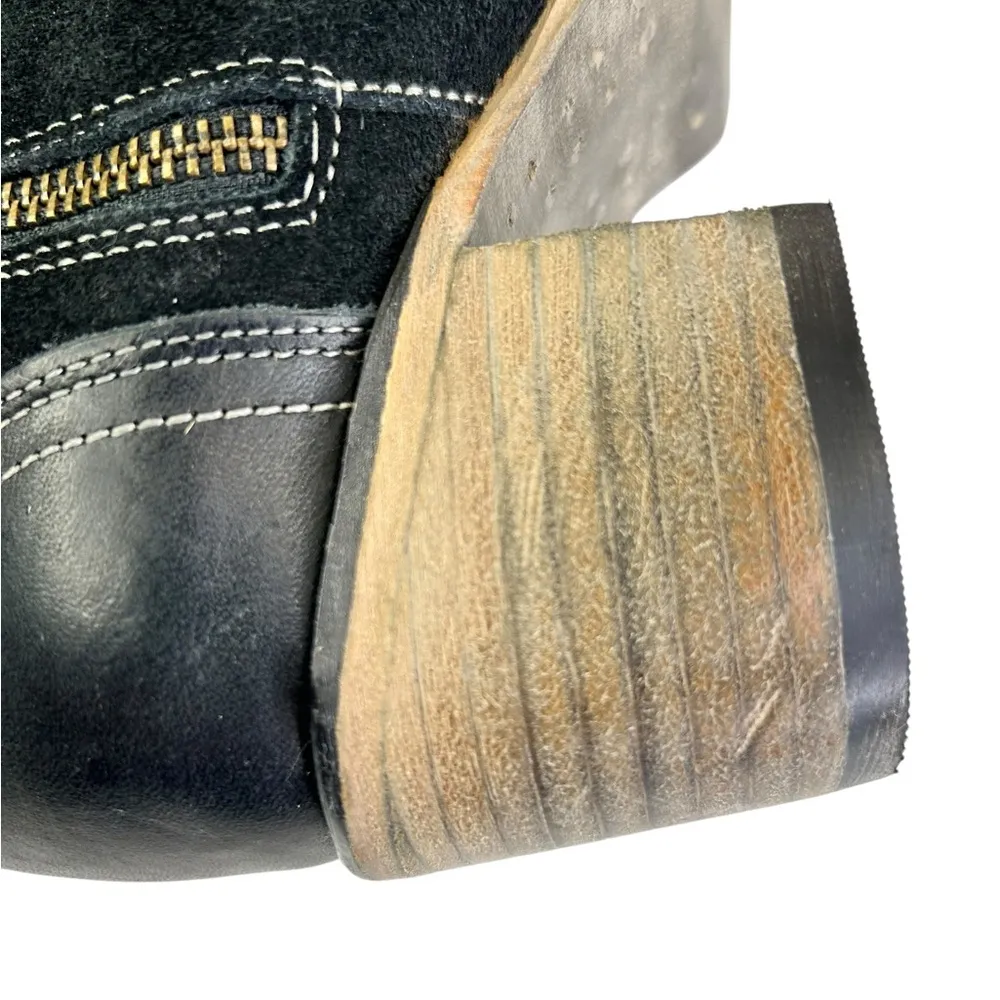 Freebird Shiloh Black Suede Leather Buckle Low Heel Booties Women 7 Distressed - Image 10