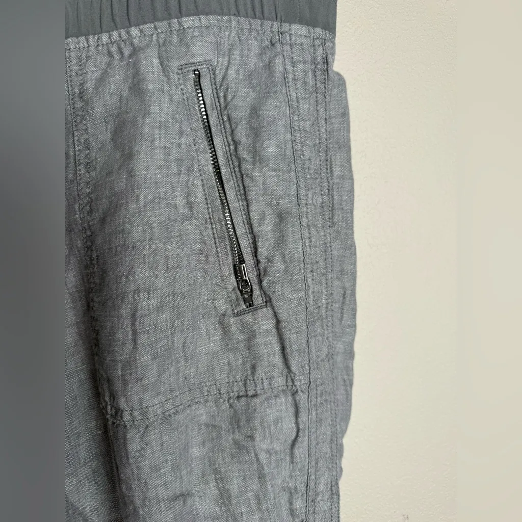 Athleta Women Size 14 Gray 100% Linen drawstring joggers‎ - Image 2