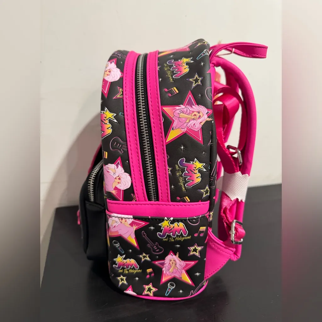 Loungefly Hasbro Jem and the Holograms Glitter All-Over Print Mini Backpack - Image 5
