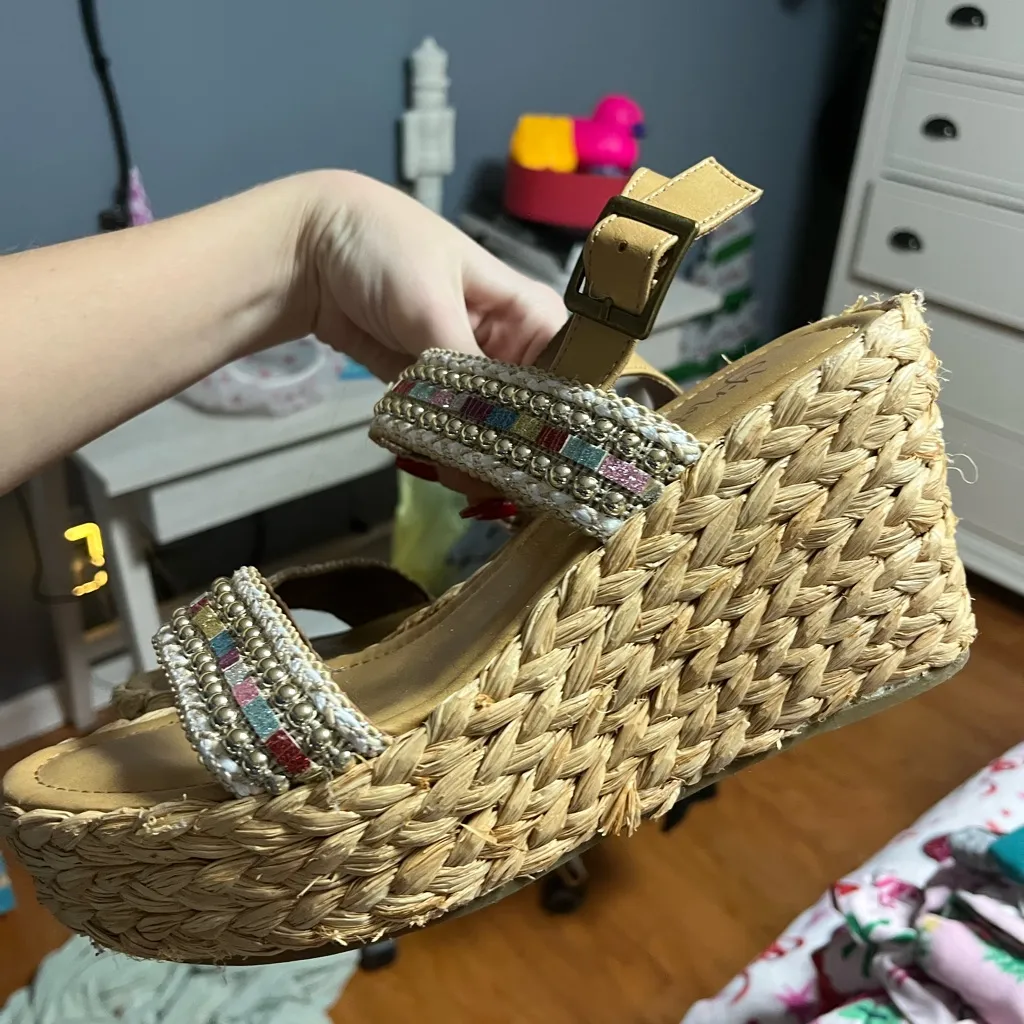 Colorful Woven heels Tan Size 8 - Image 2