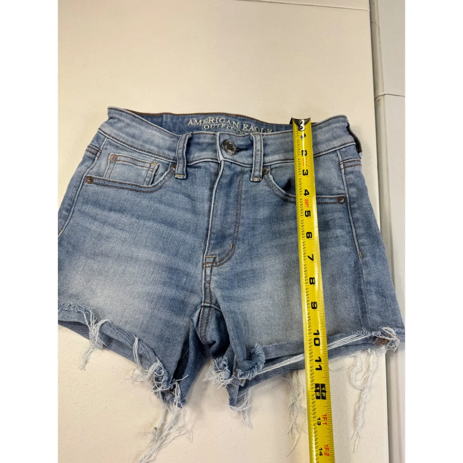 American‎ Eagle Outfitters Denim Shorts Womens Size 0 Light Wash Frayed - Image 4