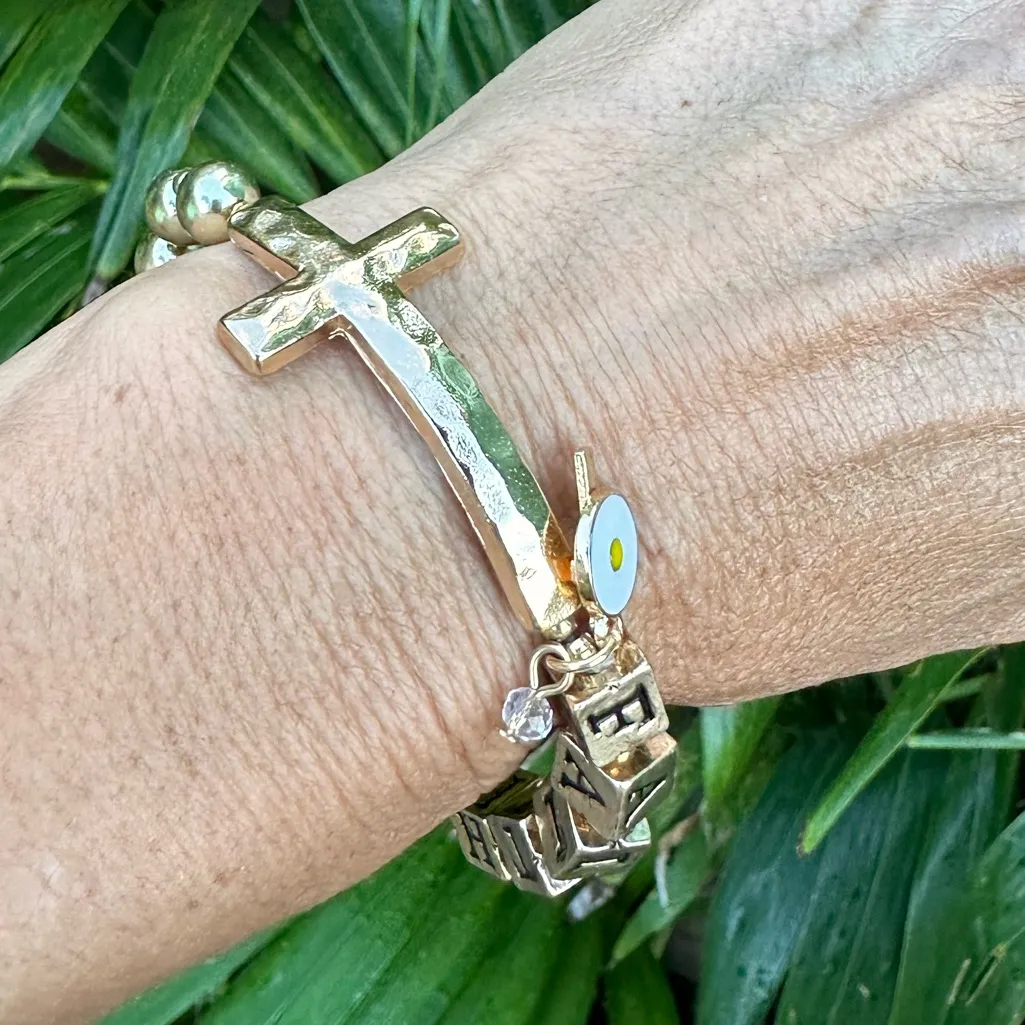 B16. Gold Faith Cross Bracelet - Image 2