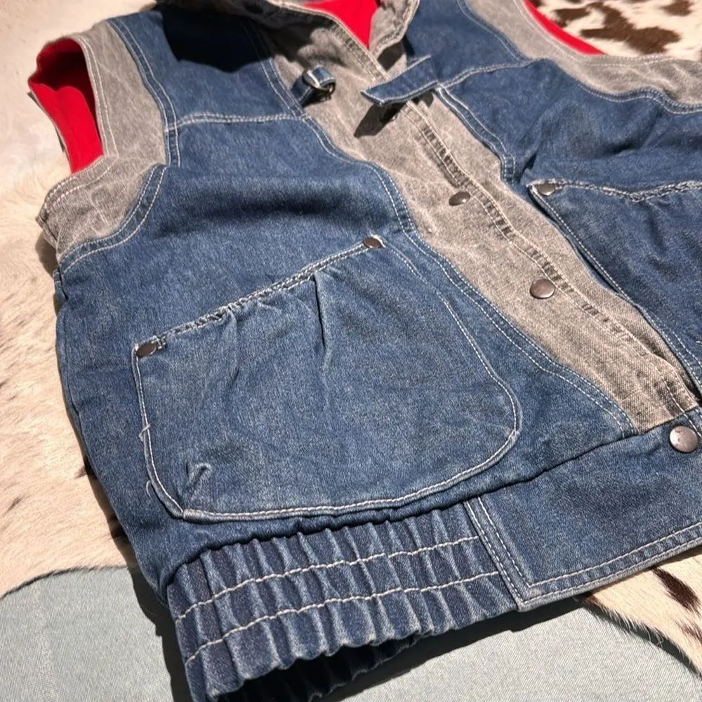 Vintage Denim‎ Acid Wash Vest Izzi Size M Blue Size M - Image 5