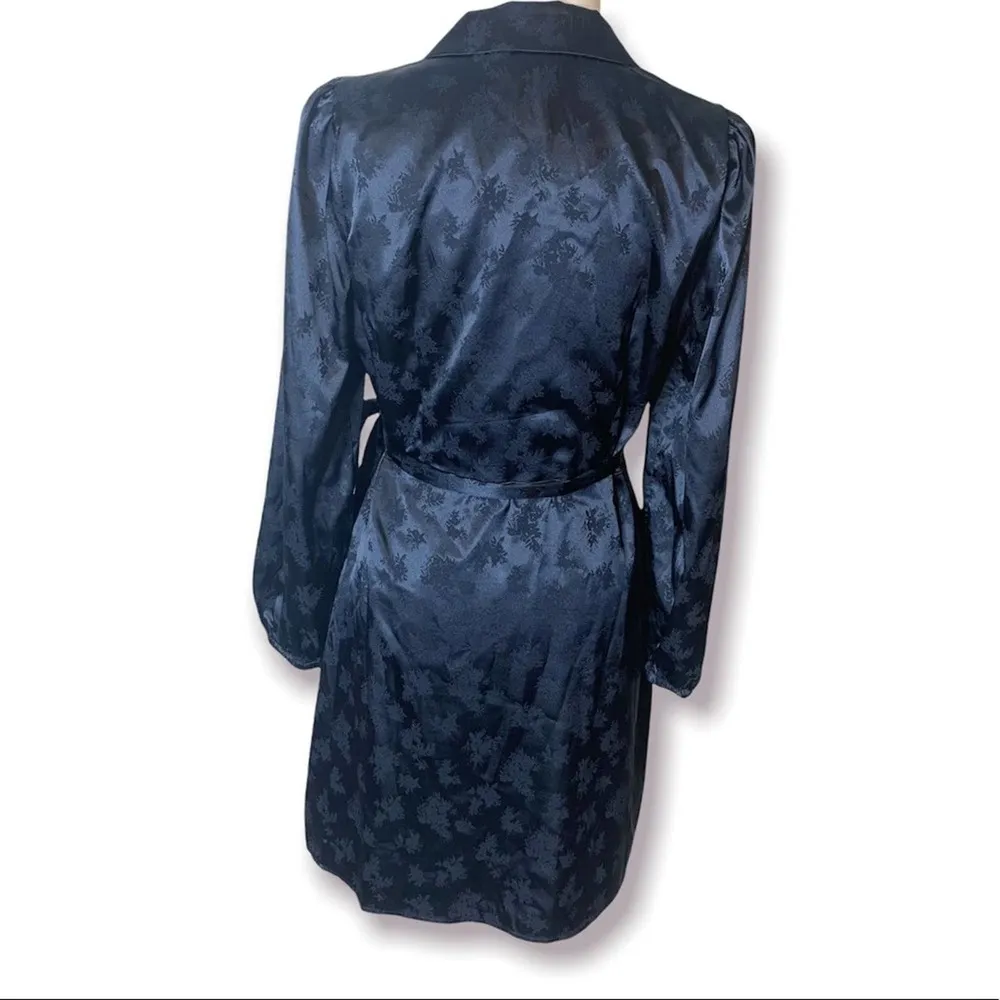 ADELYN RAE Elisa Jacquard Long Sleeve Minidress In Navy satin sz M - Image 9