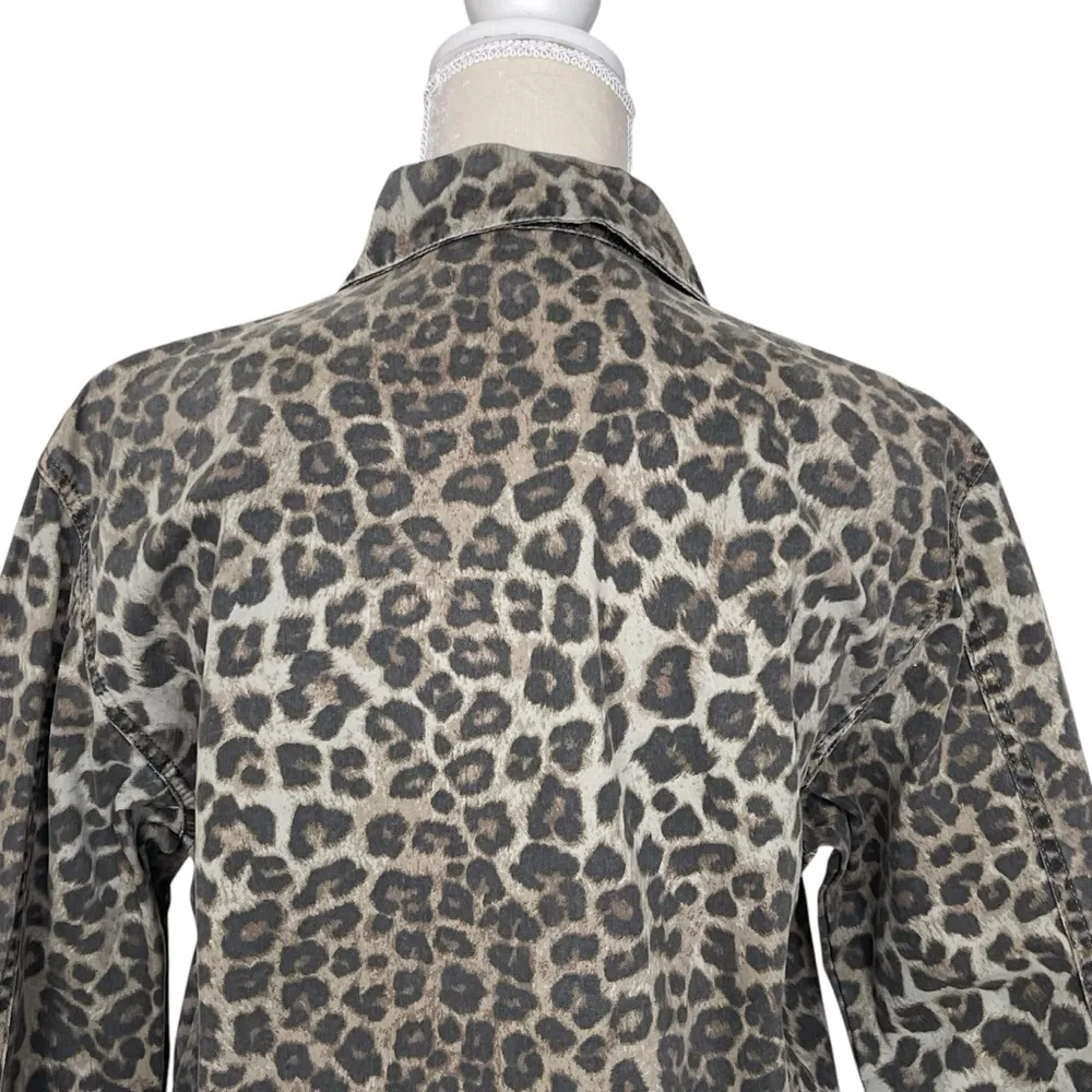 Good American Leopard Print Utility Jacket Women’s Size 2 M Pockets Animal Print - Image 7