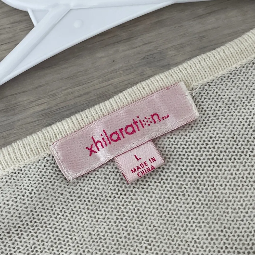 xhilaration Crop Cardigan vintage womens Cream (large) lightweight pointelle - Image 2