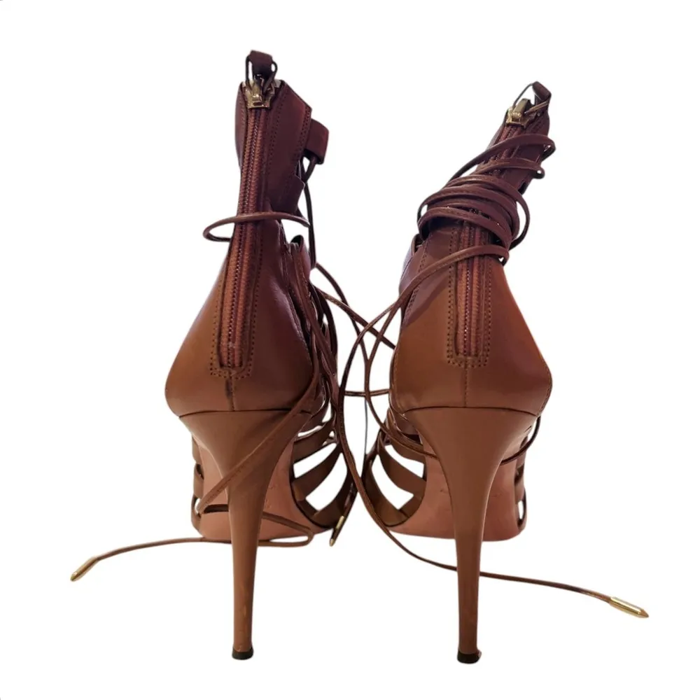 AQUAZZURA Gladiator Brown Heeled Sandals Y2K EUC Size 7 - Image 16