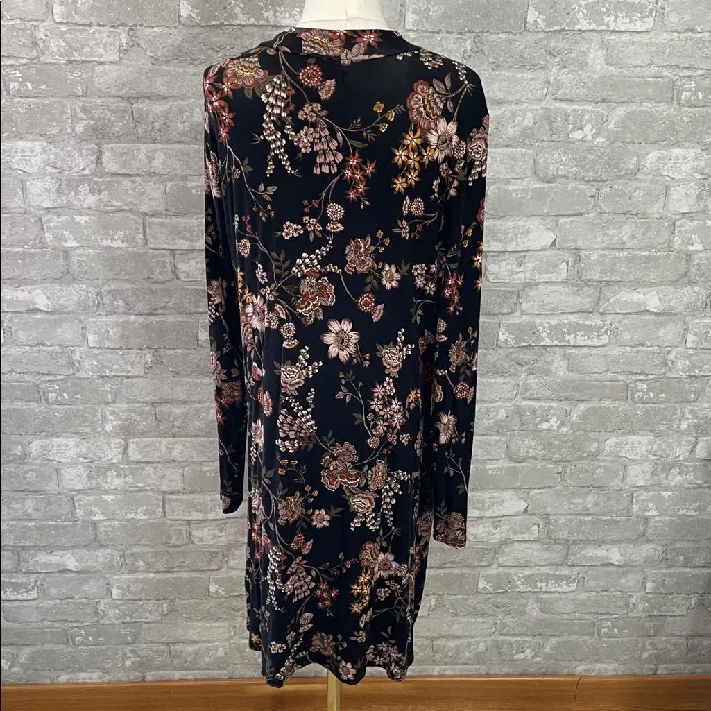 maurices long sleeve dress Maurices Black Floral Long Sleeve Dress Size L - $20 (55% Off Retail)