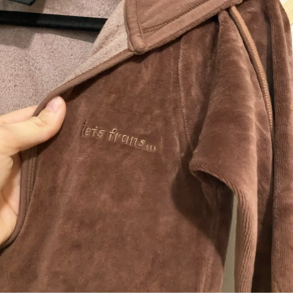 iet’s frans Brown Hoodes Velour Jumpsuit size Small - Image 6