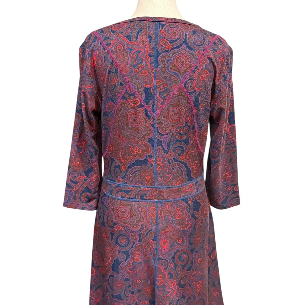 Title Nine Paisley Dream Dress 3/4 Sleeve Packable Travel Womens Medium Purple - Image 5