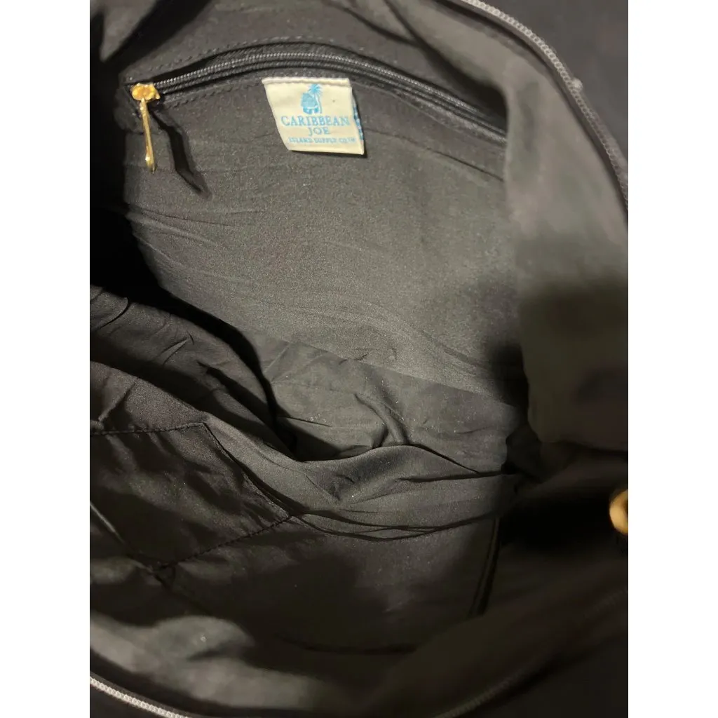 Caribbean Joe Black Gold Flamingo Tote Shoulder Beach Bag Vacation Zip Top - Image 7