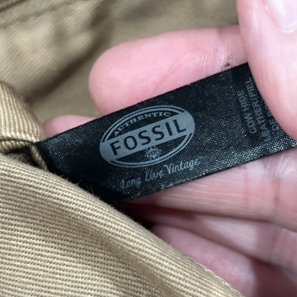 Fossil Brown Leather Crossbody Cowhide Purse Tan Brown Zipper Closure - Image 10