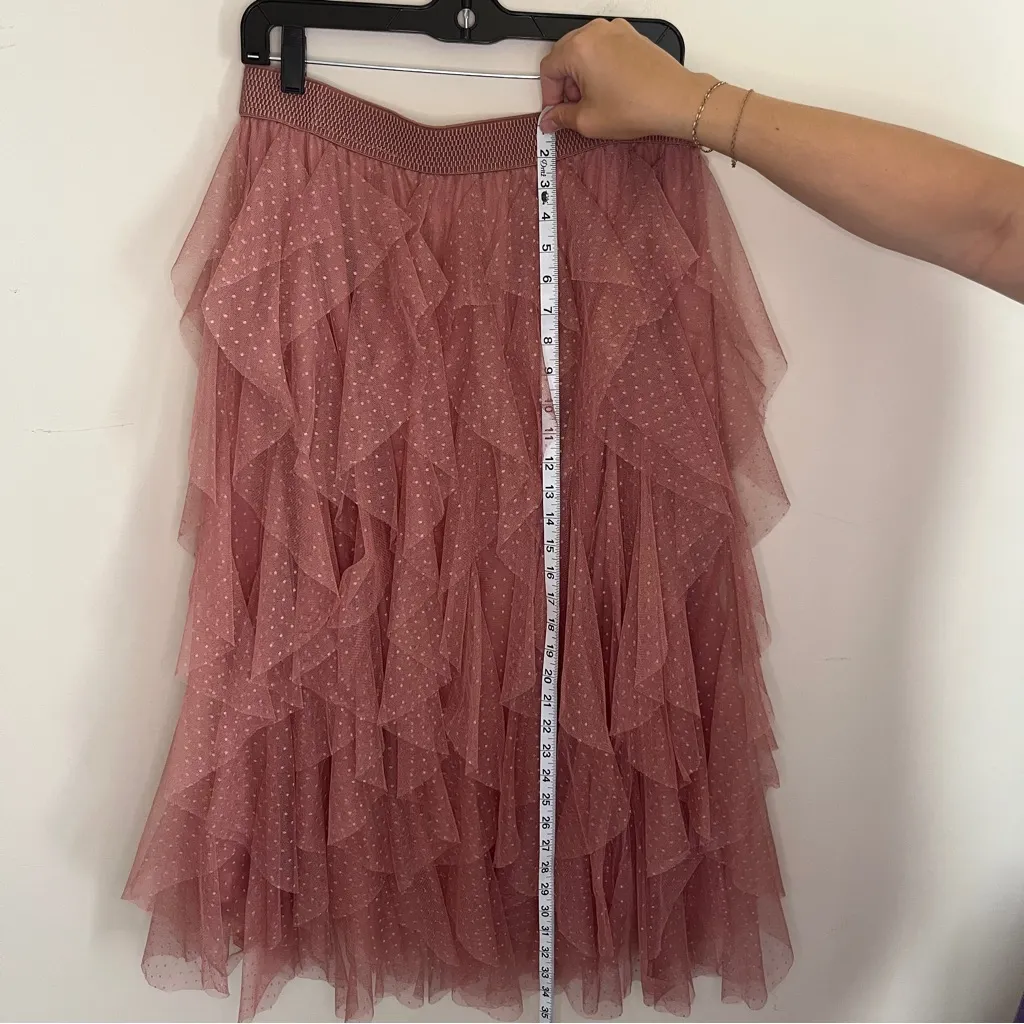 Harper By Block RUFFLED TULLE MIDI SKIRT IN ROSE Pink Women’s Size Petite XL - Image 2