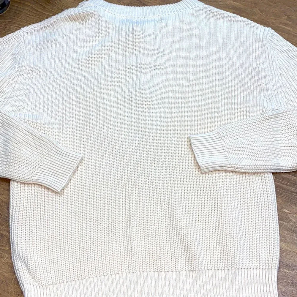 J.O.A ivory cable knit lace up sweater size medium - Image 4