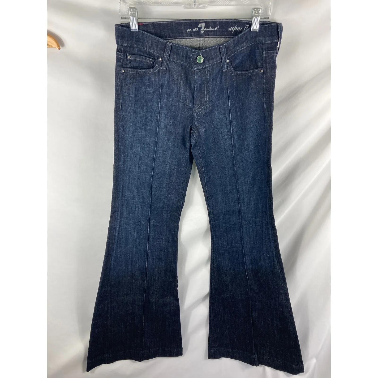 7 for All Mankind Super Flare Dark Wash Jeans Size 28 - Image 3