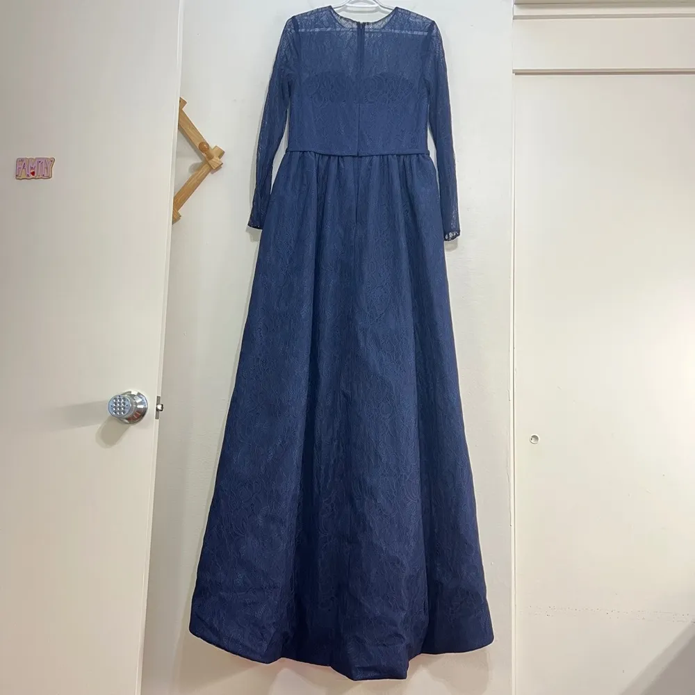 Mac Duggal 12356 Long Sleeve Lace Over Skirt Gown - Image 6