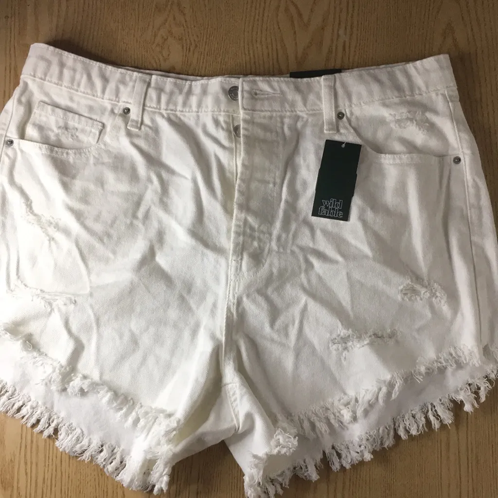 Women’s Jean Shorts Destroyed Highest Rise 16/33” White - Image 2