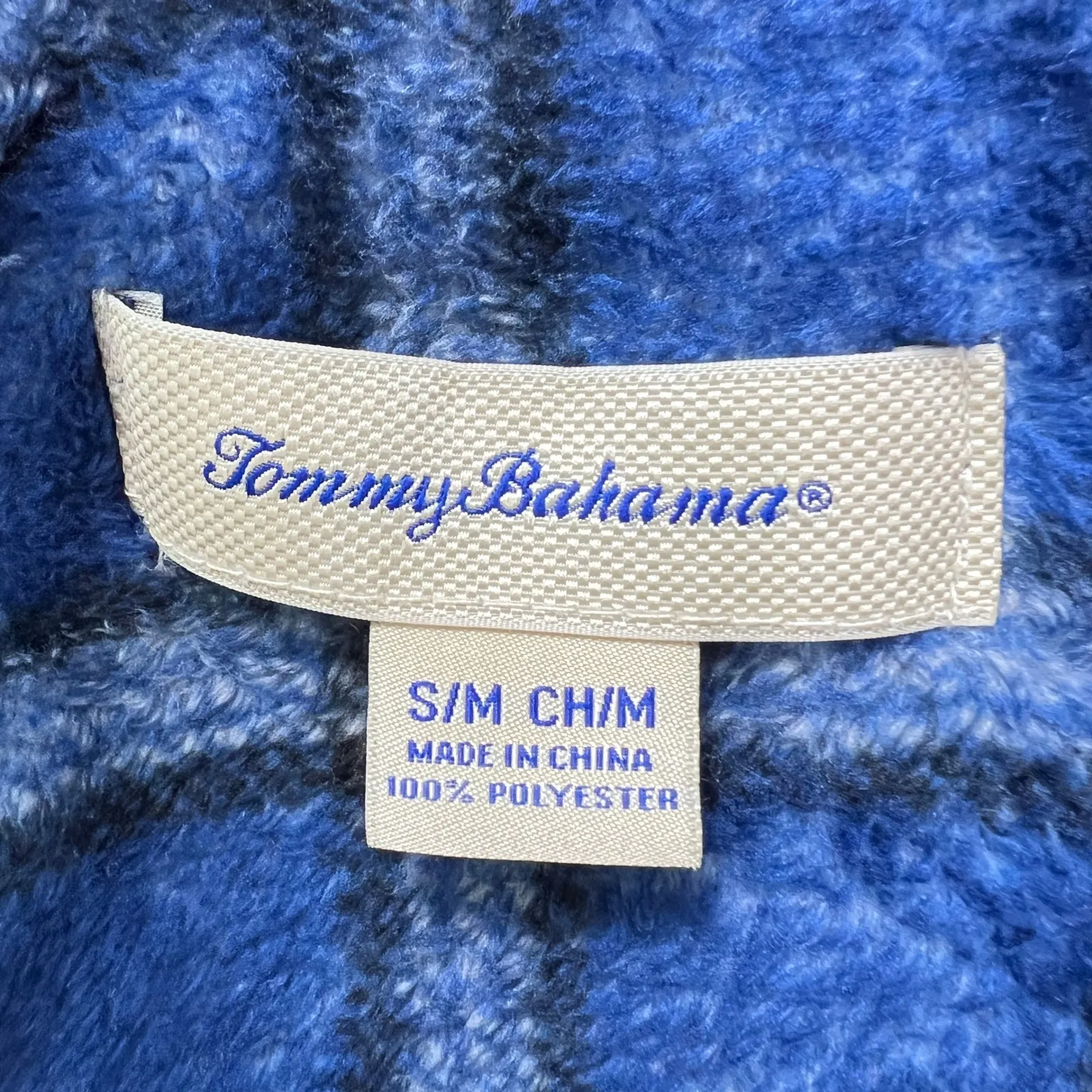 Tommy Bahama Mens Blue‎ Plaid Plush Fleece Bath Robe Small/Medium S/M Loungewear - Image 4