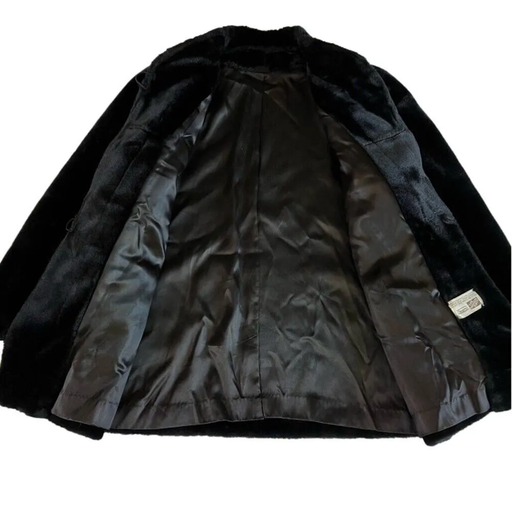 Vintage Sears Womens Winter Jacket Dress Coat Faux Fur Cord Accent Black 11 12 - Image 7